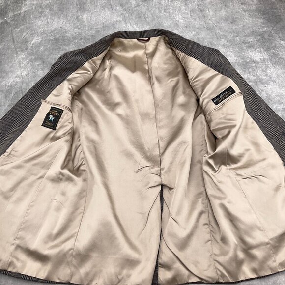 Hart Schaffner Marx Blazer Men 42R Blue Prince Edward Plaid Classic Jacket VTG - Picture 10 of 14